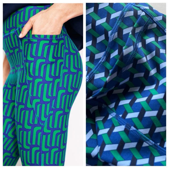 Boden Pants - Boden High Waisted Pocket geometric print leggings size 4